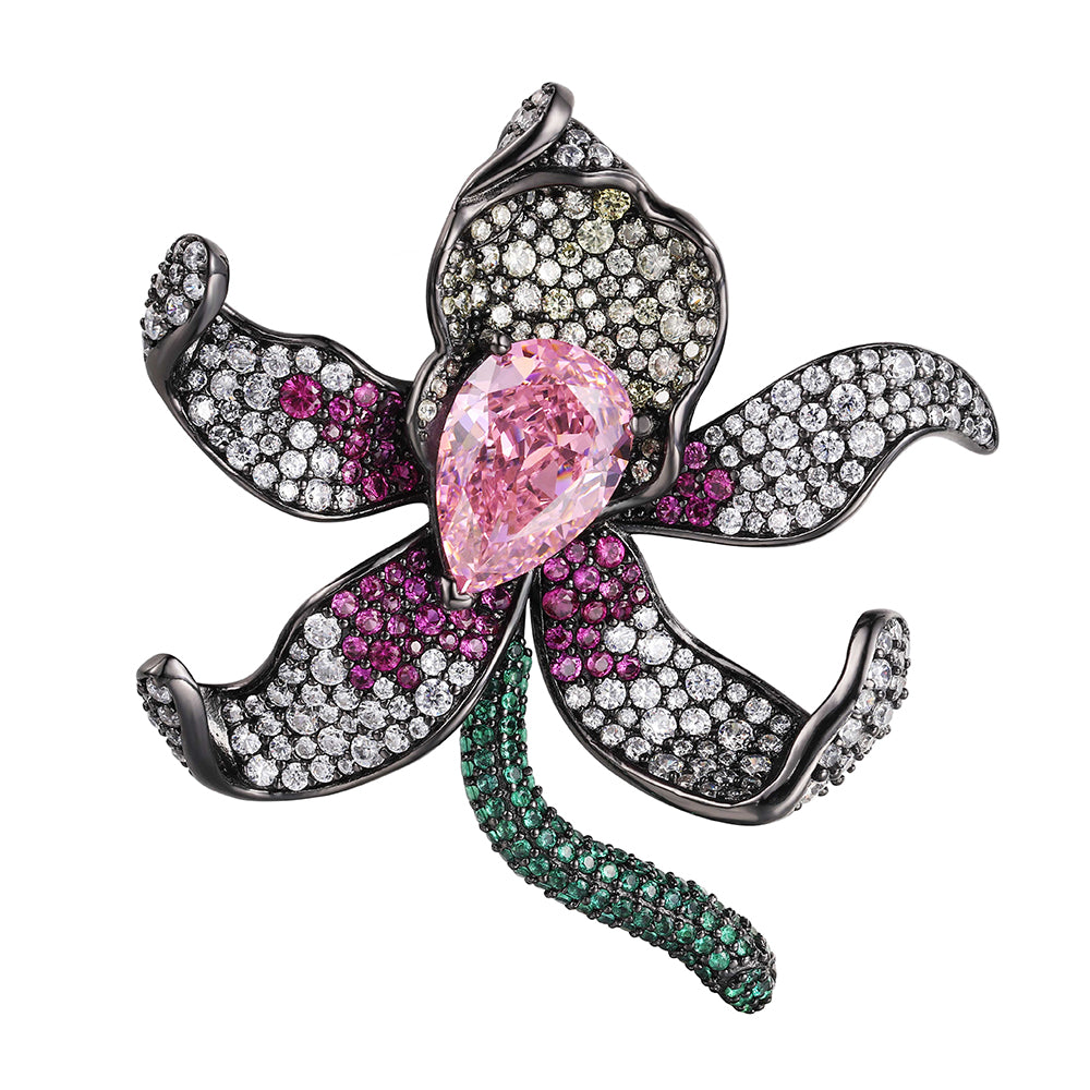 ANSTERGEMS Flower Gemstone Brooch