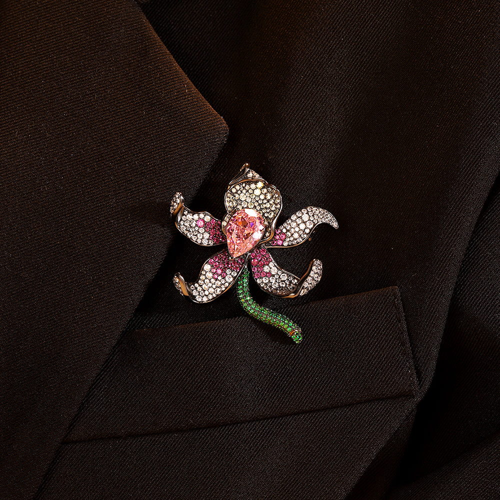 ANSTERGEMS Flower Gemstone Brooch