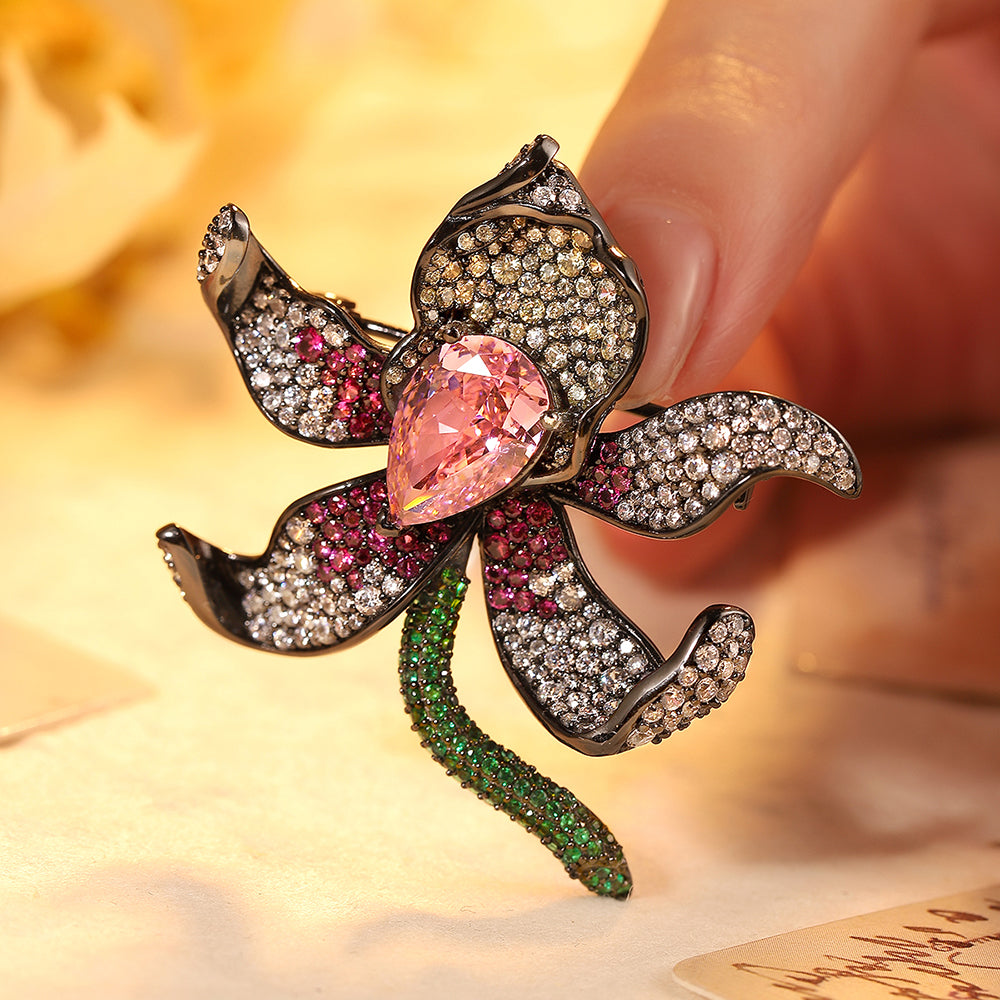 ANSTERGEMS Flower Gemstone Brooch