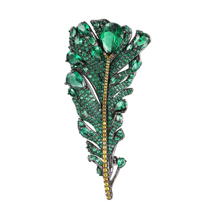 ANSTERGEMS Leaf Feather Gemstone Brooch