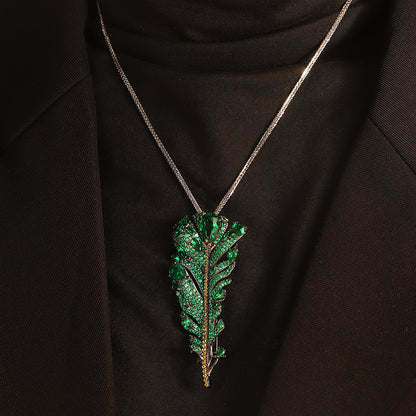 ANSTERGEMS Leaf Feather Gemstone Brooch