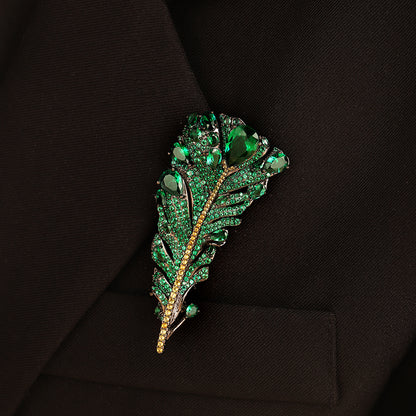 ANSTERGEMS Leaf Feather Gemstone Brooch