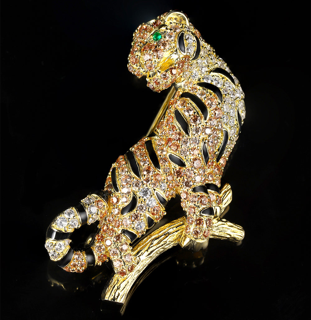 ANSTERGEMS Tiger Gemstone Brooch