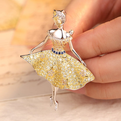 ANSTERGEMS Elegant Girl Gemstone Brooch