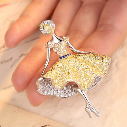 ANSTERGEMS Elegant Girl Gemstone Brooch