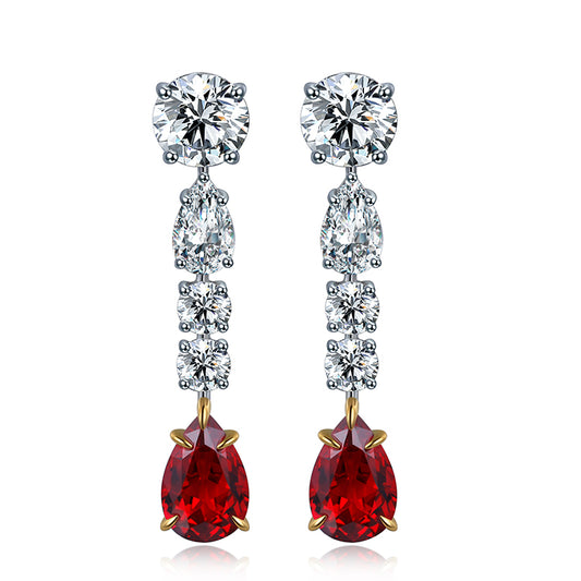 5.45 CTW Pear Lab Grown Ruby S925 Earrings plated