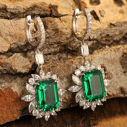 10.06 CTW Asscher Lab Grown Emerald S925 Earrings plated