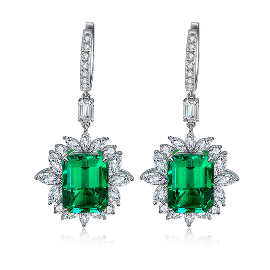 10.06 CTW Asscher Lab Grown Emerald S925 Earrings plated