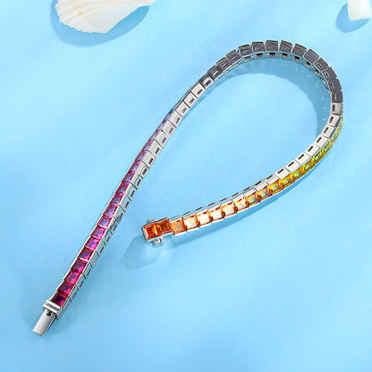 Rainbow Gemstone Tennis Chain Lab Grown Bracelet