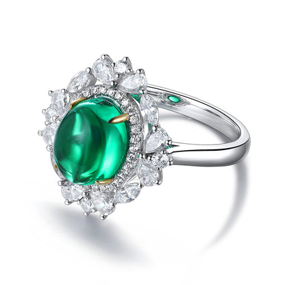 3 CTW Round Lab Grown Emerald S925 Ring plated