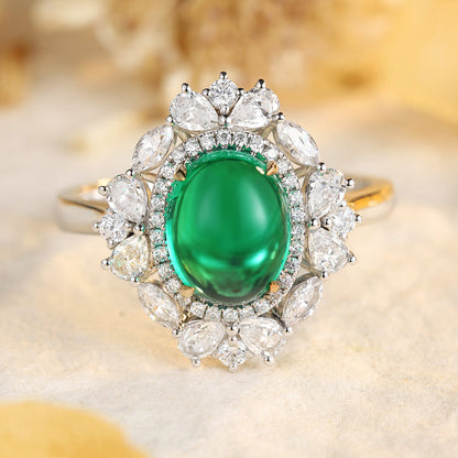 3 CTW Round Lab Grown Emerald S925 Ring plated