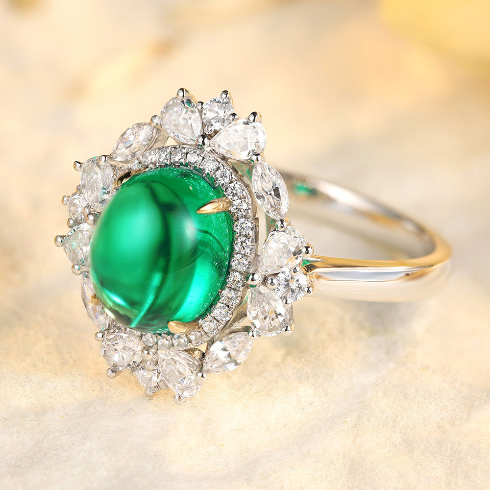 3 CTW Round Lab Grown Emerald S925 Ring plated