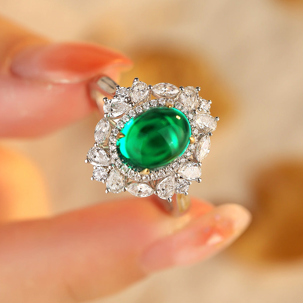 3 CTW Round Lab Grown Emerald S925 Ring plated