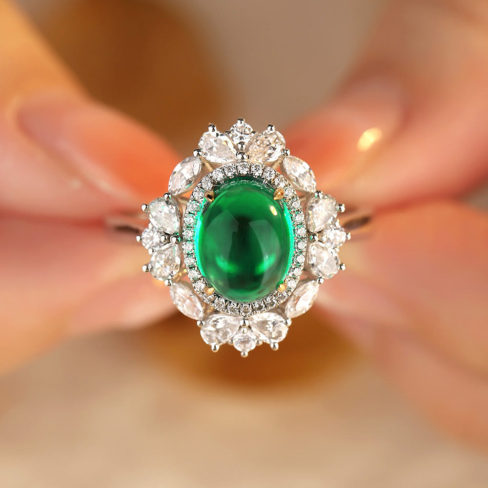 3 CTW Round Lab Grown Emerald S925 Ring plated