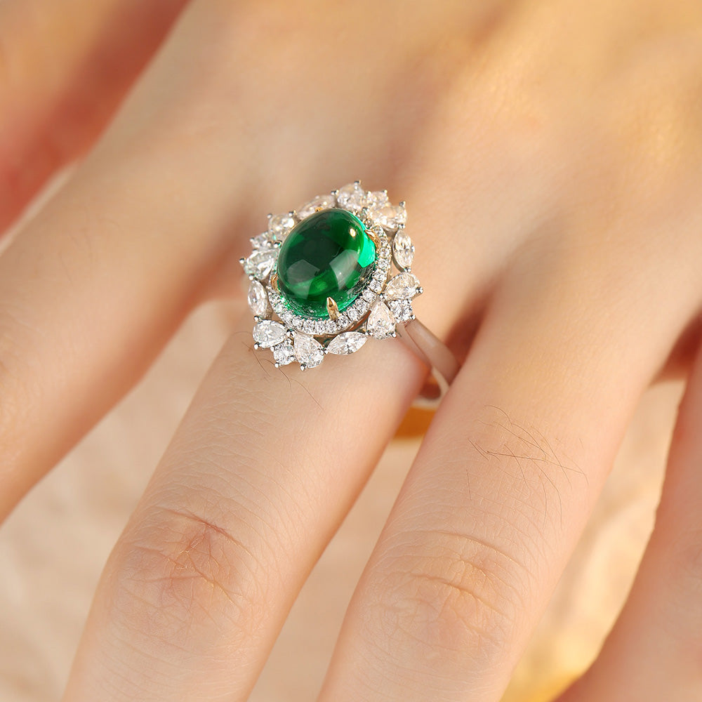 3 CTW Round Lab Grown Emerald S925 Ring plated