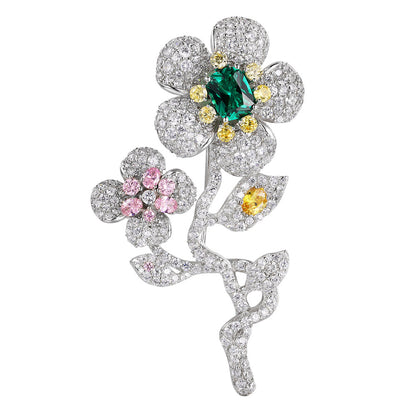 ANSTERGEMS Flower Shape Gemstone Brooch