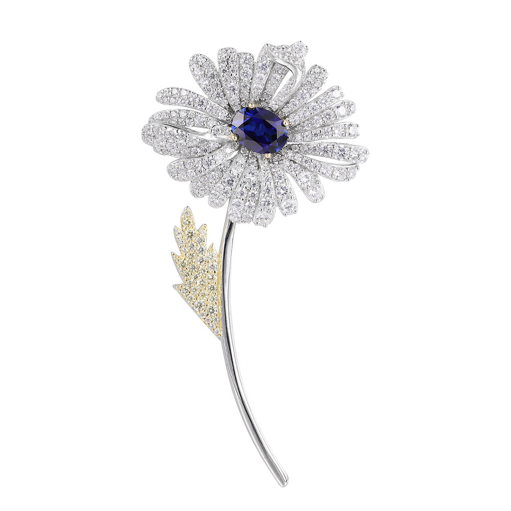 ANSTERGEMS Flower Shape Gemstone Brooch