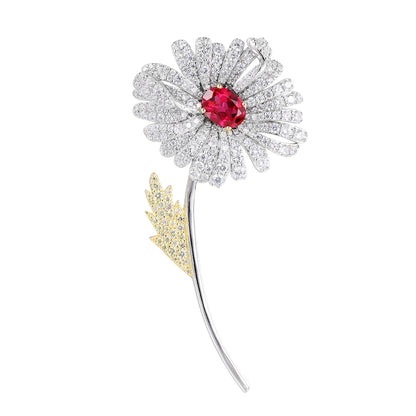 ANSTERGEMS Flower Shape Gemstone Brooch