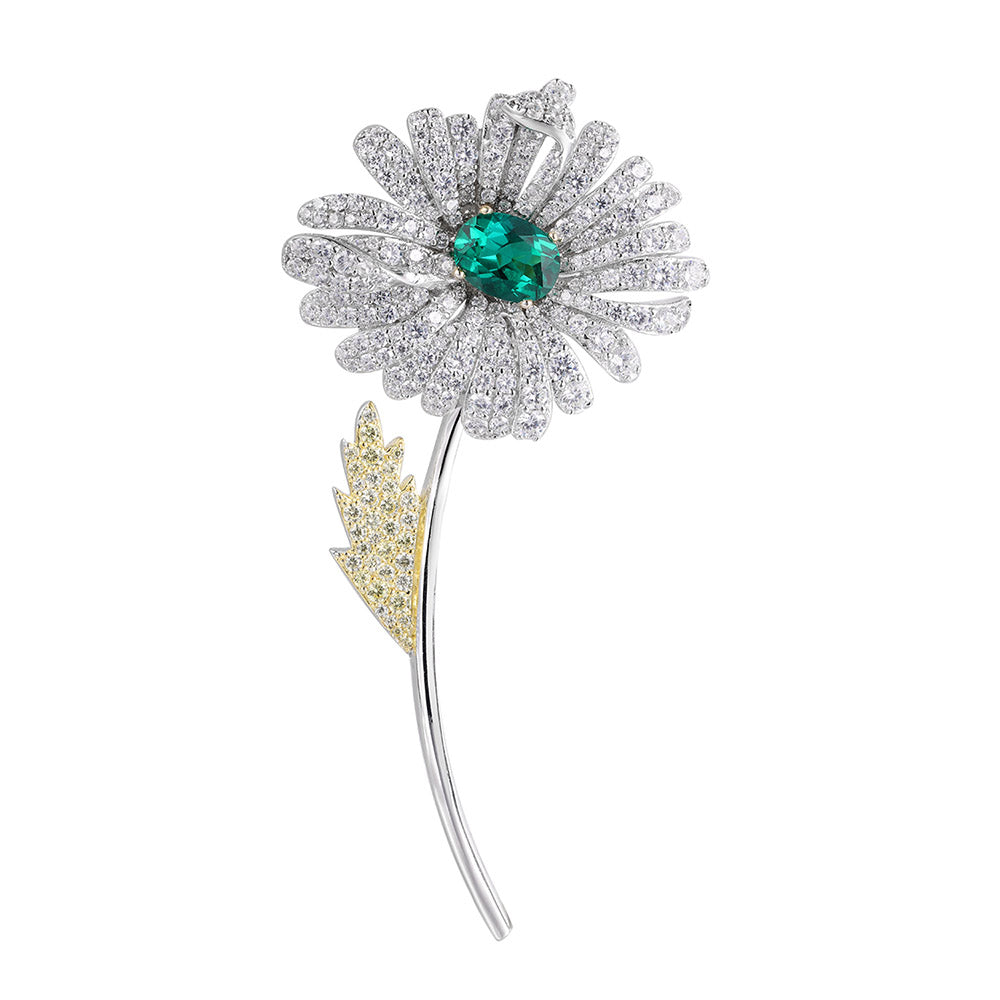 ANSTERGEMS Flower Shape Gemstone Brooch