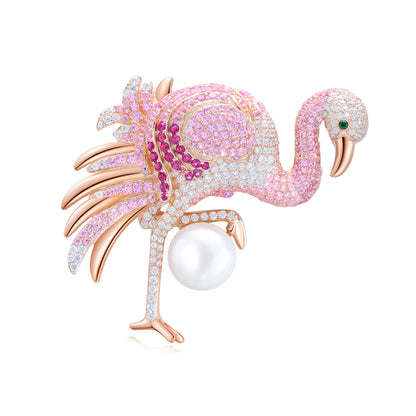 Flamingo Brooch - Pins Brooches And Necklace With Freshwater Pearl