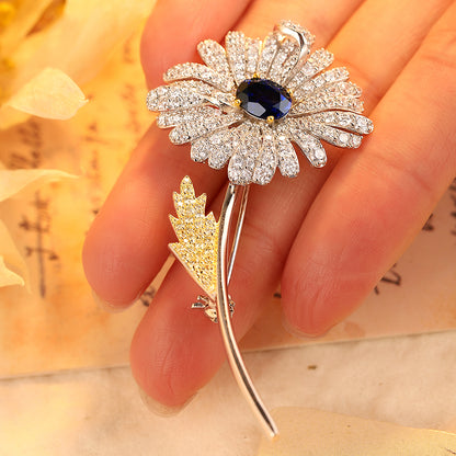 ANSTERGEMS Flower Shape Gemstone Brooch