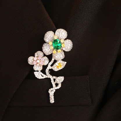 ANSTERGEMS Flower Shape Gemstone Brooch