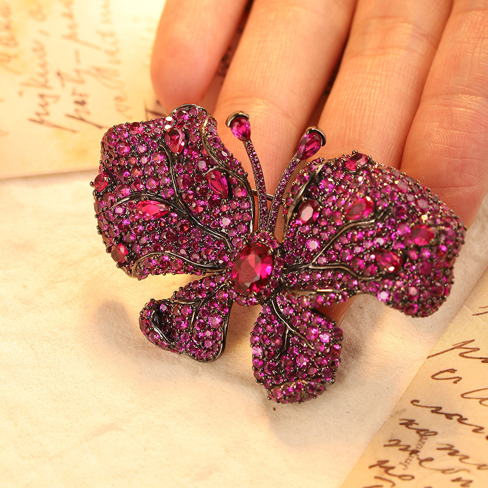 ANSTERGEMS Butterfly Shape Gemstone Brooch