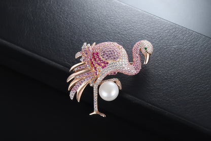 Flamingo Brooch - Pins Brooches And Necklace With Freshwater Pearl