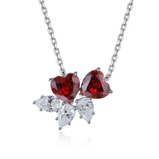 3.5 CTW Heart Lab Grown Ruby S925 Necklace plated