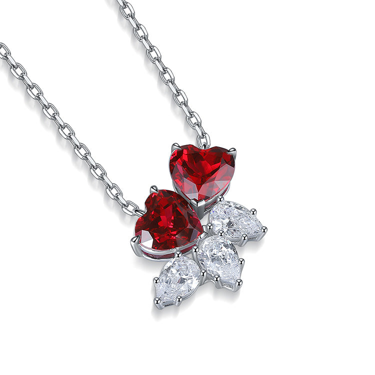 3.5 CTW Heart Lab Grown Ruby S925 Necklace plated