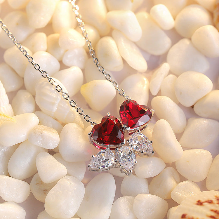 3.5 CTW Heart Lab Grown Ruby S925 Necklace plated