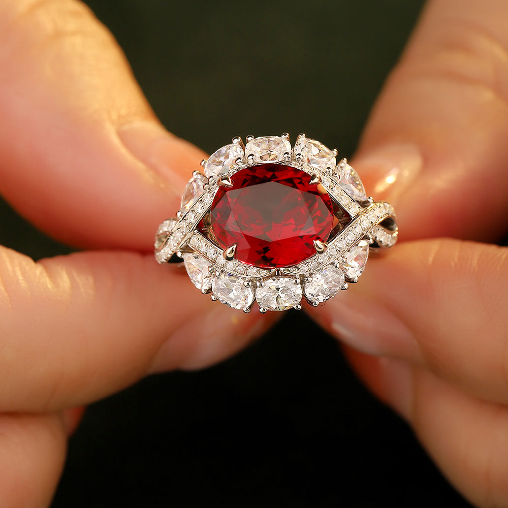 4.8 CTW Oval Lab Grown Ruby S925 Ring plated