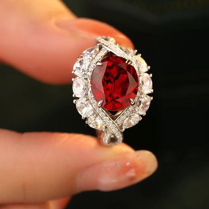 4.8 CTW Oval Lab Grown Ruby S925 Ring plated