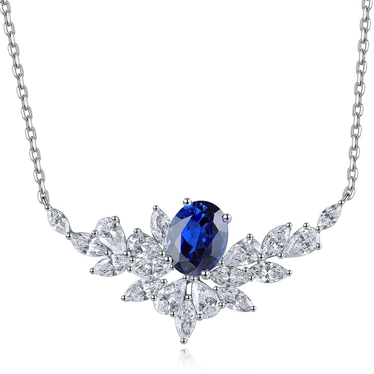 2.715ct Lab Grown Sapphire Necklace