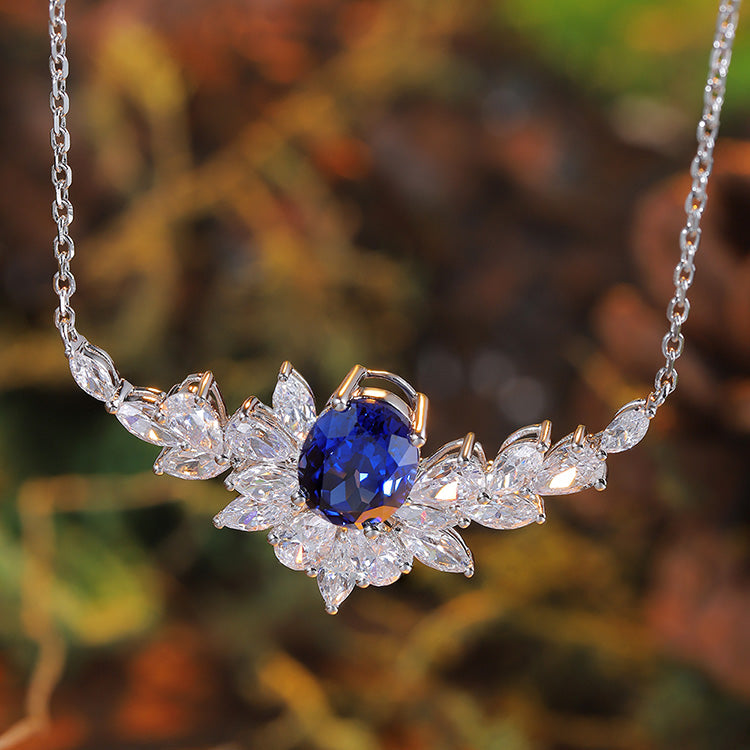 2.715ct Lab Grown Sapphire Necklace