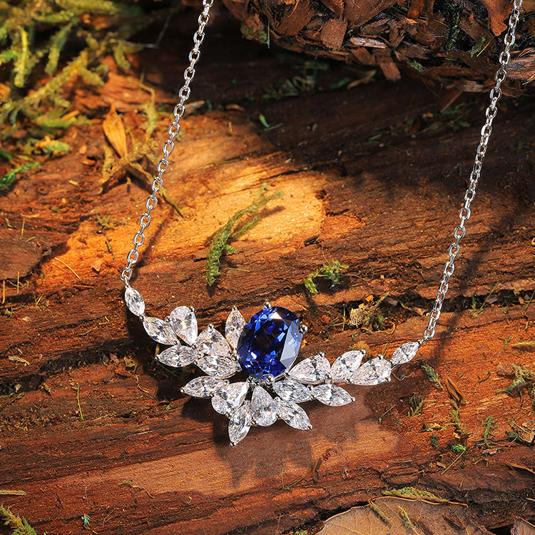 2.715ct Lab Grown Sapphire Necklace