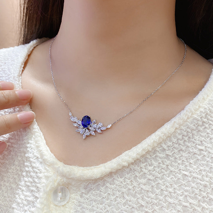 2.715ct Lab Grown Sapphire Necklace