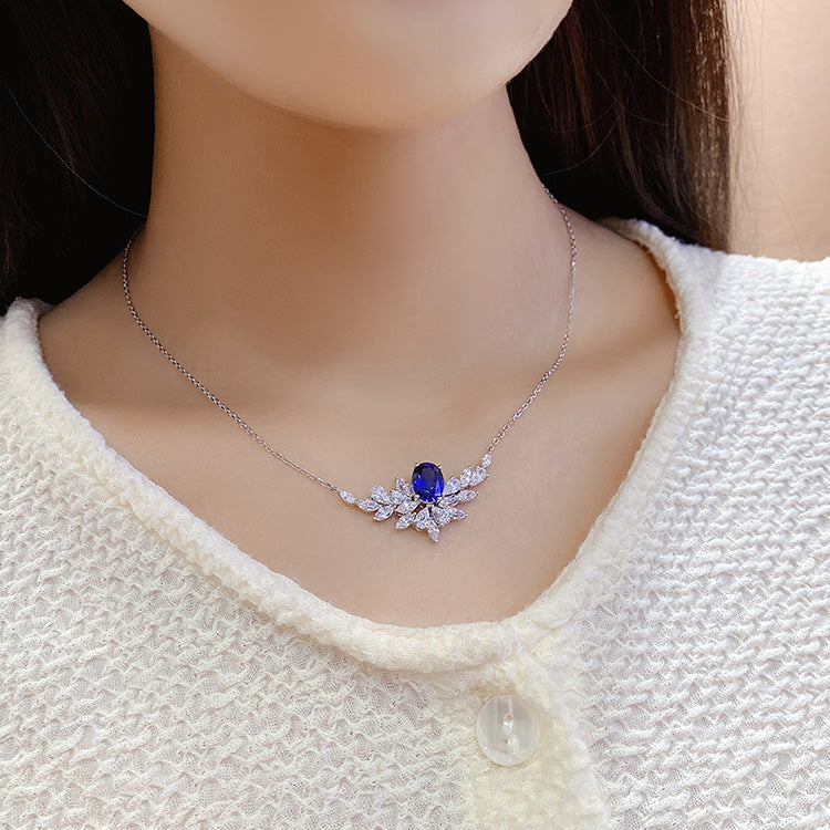 2.715ct Lab Grown Sapphire Necklace