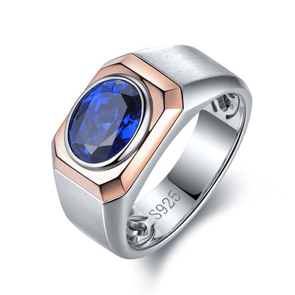 2.64 CTW Oval Lab Grown Sapphire S925 Ring plated