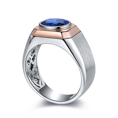 2.64 CTW Oval Lab Grown Sapphire S925 Ring plated