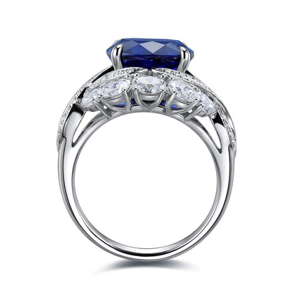 4.8 CTW Oval Lab Grown Sapphire S925 Ring plated