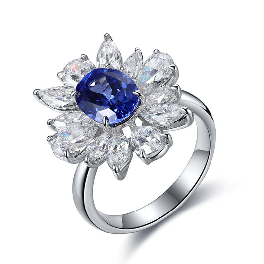 2 CTW Oval Lab Grown Sapphire S925 Ring plated