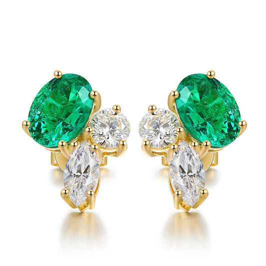 1.47 CTW Oval Lab Grown Emerald 18K Gold Earrings plated