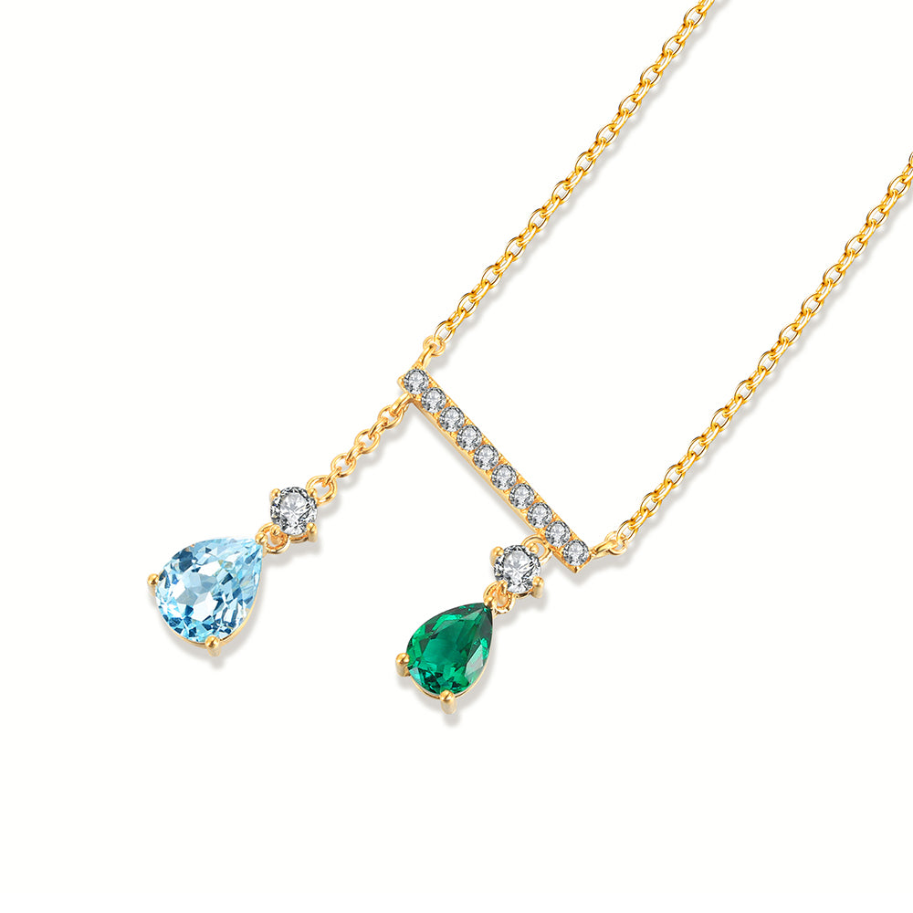 0.7 CTW Pear Lab Grown Emerald 18K Gold Necklace plated