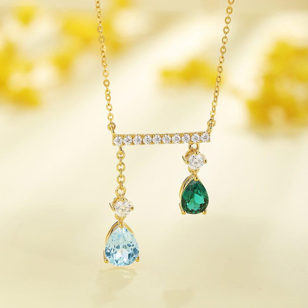 0.7 CTW Pear Lab Grown Emerald 18K Gold Necklace plated