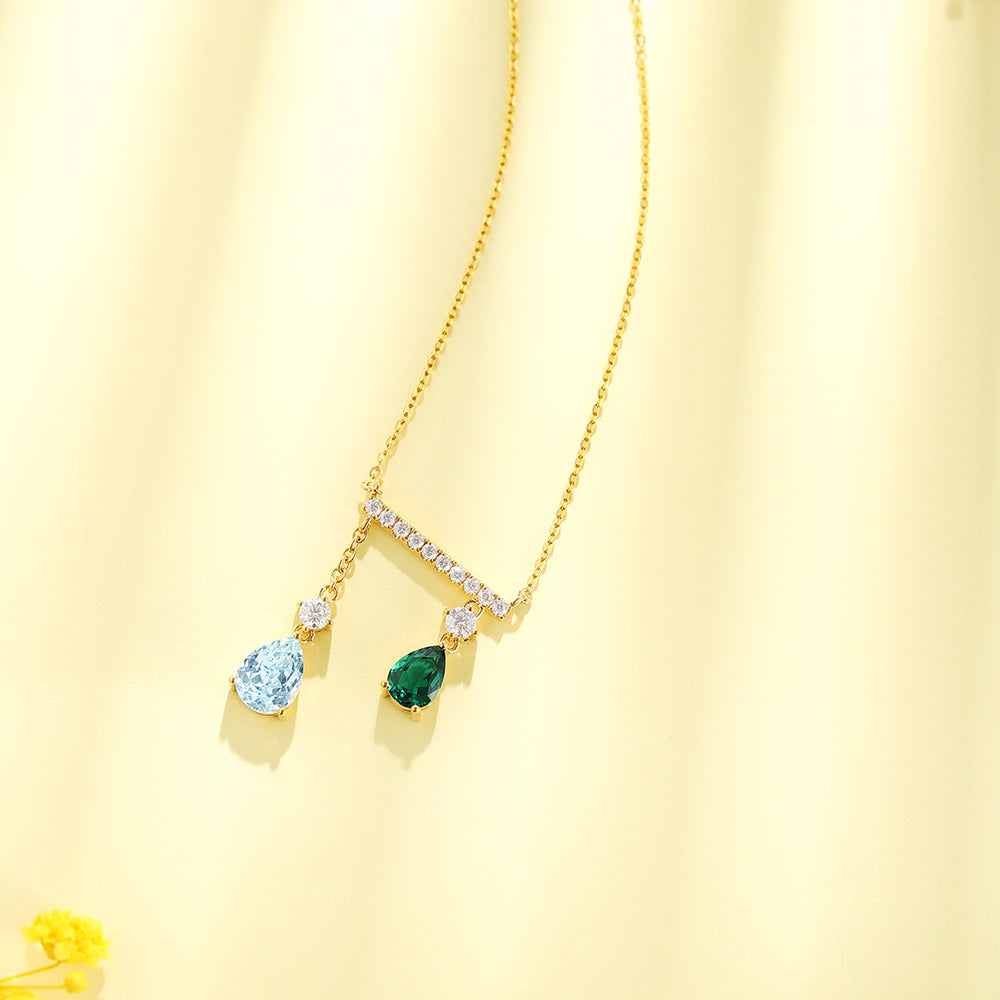 0.7 CTW Pear Lab Grown Emerald 18K Gold Necklace plated