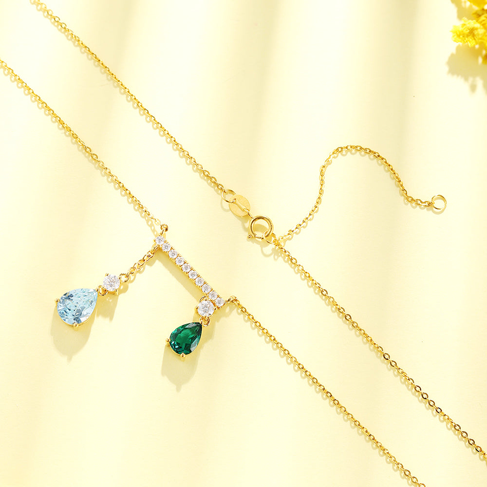 0.7 CTW Pear Lab Grown Emerald 18K Gold Necklace plated