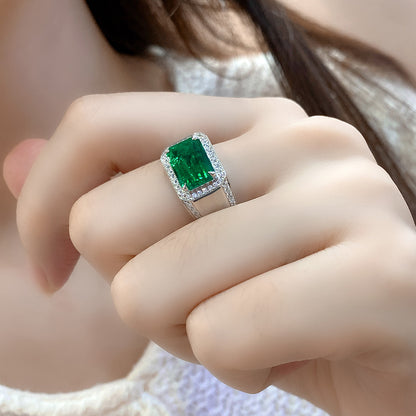 3 CTW Victorian Lab Grown Emerald S925 Ring plated