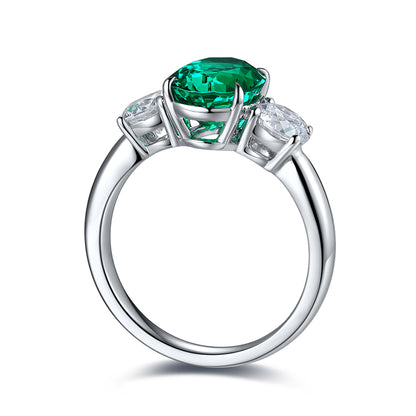 2.2 CTW Oval Lab Grown Emerald 925 Ring gold plated