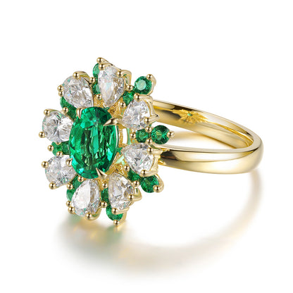 0.83 CTW Oval Lab Grown Emerald 18K Gold Ring plated